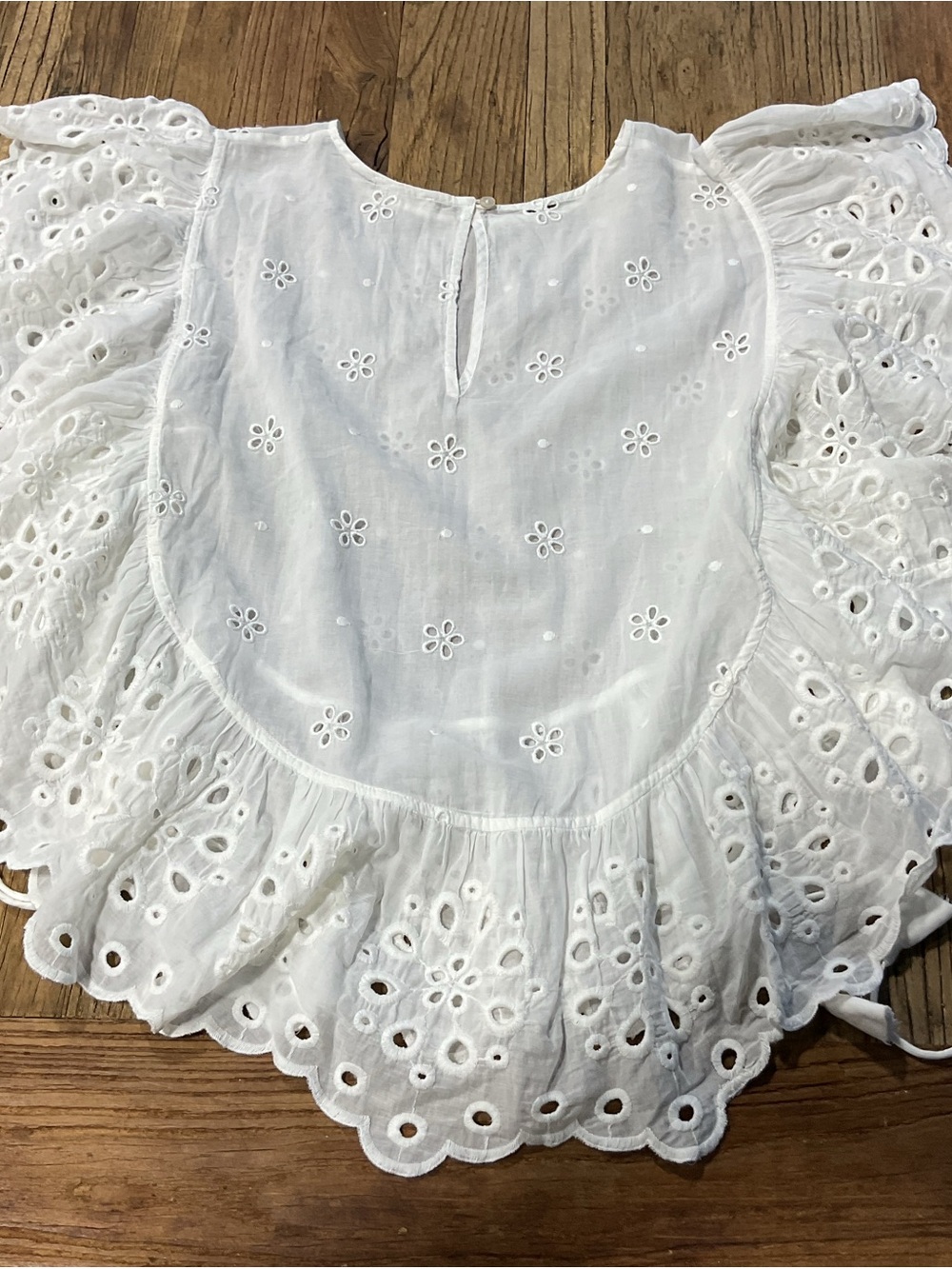 Women’s White Eyelet Ruffle Peplum Blouse - Picture 11 of 12